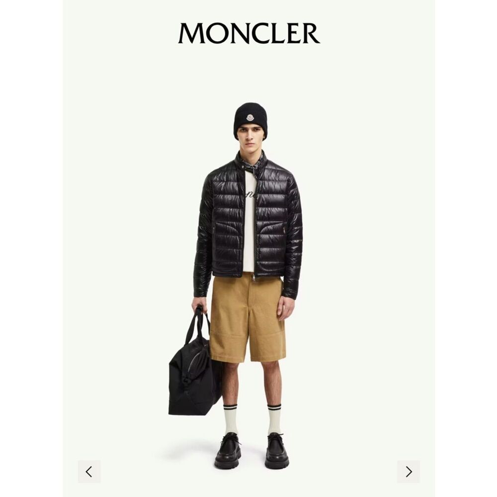 Moncler Acorus Giubbotto Short Down Jacket Mens 4XL (7) Black Puffer Quilted